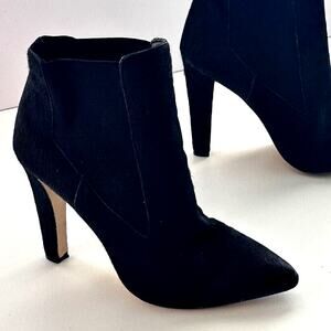 Ava & Aiden Ankle Boots Size 8.5 Black Faux Fur 4in Heel Goth Y2K Witchy Cosplay